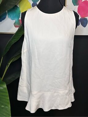 Diane Von Furstenberg Deon White Sleeveless Ruffle-Hem Camisole
